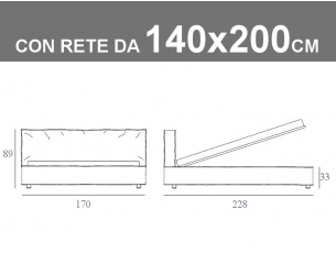 Misure del letto matrimoniale alla francese Duck con rete a doghe da 140x200