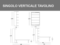 Misure del Singolo girevole verticale con tavolo basculante