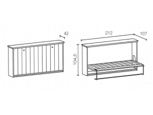 misure del letto a ribalta singolo in legno massello