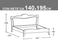 Schema Arcanda matrimoniale alla francese con rete da 140x195cm