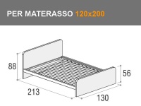 Letto da una piazza e mezza Giotto con testata alta e rete a doghe per materasso da 120x200cm