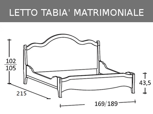 Schema misure del letto matrimoniale Scandola Tabià