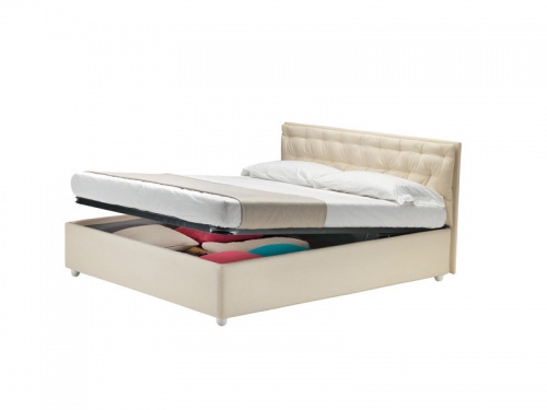 Letto matrimoniale con box contenitore Noctis Smart in tessuto Panama 450