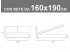 Misure del letto matrimoniale imbottito Noctis London con rete a doghe da 160x190cm