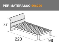 Letto Doimo Cityline singolo modello Pinco con rete a doghe per materasso da 90x200cm