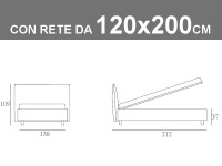 Misure del letto piazza e mezza Noctis Manuel con contenitore da 120x200cm