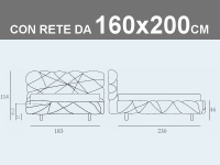 Misure del letto Noctis Marvin matrimoniale imbottito con rete a doghe da 160x200cm