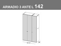 Armadio a 3 ante battenti. lunghezza totale 141,9cm