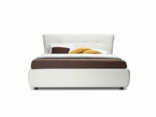 Letto matrimoniale contenitore imbottito Noctis Zico in ecopelle Mover opticwhite