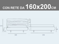 Misure del letto matrimoniale contenitore Noctis Andy con rete a doghe da 160x200cm