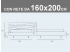 Misure del letto matrimoniale contenitore Noctis Andy con rete a doghe da 160x200cm