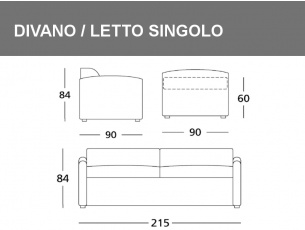 Misure del Divano letto Oplà singolo