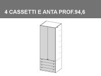 Colonna da 94,6cm con 4 cassetti e anta