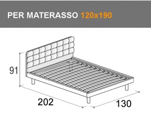 Letto Tender con giroletto Vip per materasso da 120x190cm