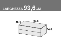 Comodino Apollo a 2 cassetti da 93,6cm