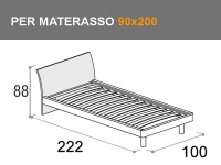 Letto con testata curva singolo Billy con rete a doghe per materasso da 90x200cm