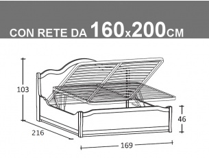 Schema letto Tabià matrimoniale contenitore