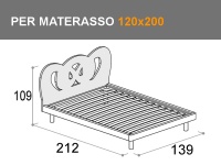 Letto da una piazza e mezza con rete a doghe per materasso da 120x200cm e testata Queen