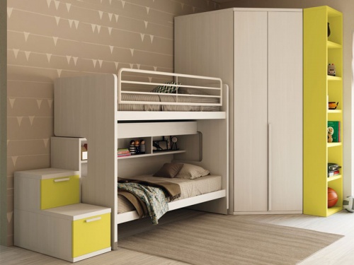 Letto a castello scorrevole Doimo Cityline Roy con cabina armadio angolare