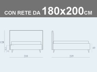 Misure del letto King Size con rete a doghe da 180x200cm Noctis Bob Capitonnè