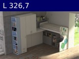 Castelponte angolare Largh cm 326,7 con colonna da 47,3 e libreria mm3267x2580x2090