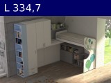 Castelponte angolare Largh cm 334,7 con colonna da 55,3 e libreria mm3347x2580x2090