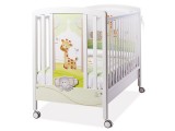 Lettino prima infanzia Italbaby Gina bianco con decori colorati su ruote piroettanti con rete a doghe e cassetto