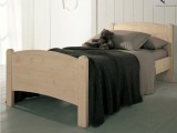 Letto singolo in legno massello Scandola Luna con rete a doghe, testata a forma di mezza luna, elegante e resistente