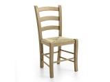 Sedia in legno massello Paesana con sedile in paglia, ideale per cucine classiche o rustiche. 